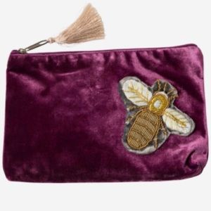 Noonday Collection Velvet Honey Bee Pouch NWT